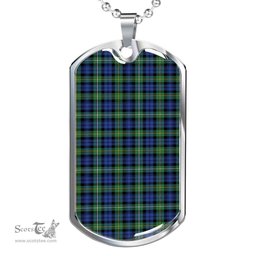 Scottish Campbell Argyll Ancient Clan Tartan Dog Tag Necklace - Classic Scottish Plaid Tartan Plaid