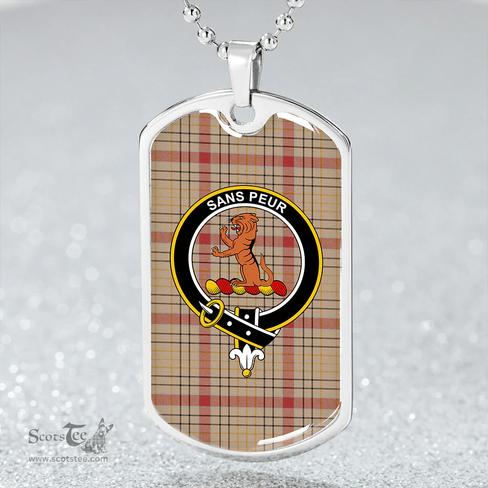 ScottishPlaid Sutherland of Duffus Weathered Clan Tartan Dog Tag Necklace - Crest Classic Scottish Plaid Tartan Plaid