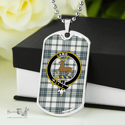 ScottishPlaid Scott Dress Turquoise Weathered Clan Tartan Dog Tag Necklace - Crest Classic Scottish Plaid Tartan Plaid