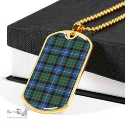 Scottish MacRae Hunting Ancient Clan Tartan Dog Tag Necklace - Classic Scottish Plaid Tartan Plaid