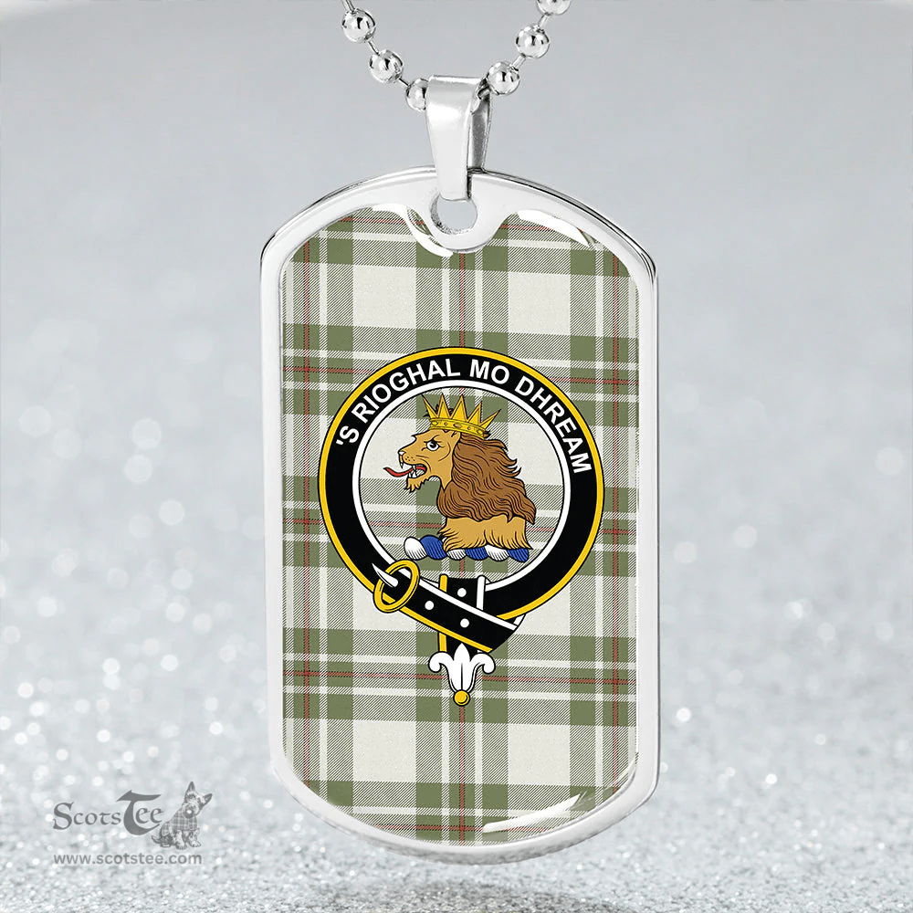 ScottishPlaid MacGregor Dress Green (Gregor Dress Green) Weathered Clan Tartan Dog Tag Necklace - Crest Classic Scottish Plaid Tartan Plaid