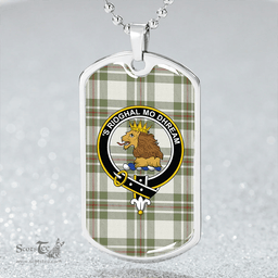 ScottishPlaid MacGregor Dress Green (Gregor Dress Green) Weathered Clan Tartan Dog Tag Necklace - Crest Classic Scottish Plaid Tartan Plaid