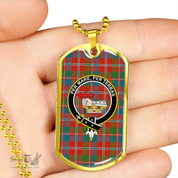 ScottishPlaid MacDonald of Glenaladale #2 (Donald Glenfinnan) Ancient Clan Tartan Dog Tag Necklace - Crest Classic Scottish Plaid Tartan Plaid