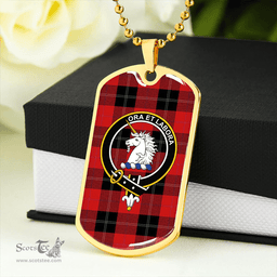 ScottishPlaid Ramsay Red (Ramsay of Dalhousie) Weathered Clan Tartan Dog Tag Necklace - Crest Classic Scottish Plaid Tartan Plaid