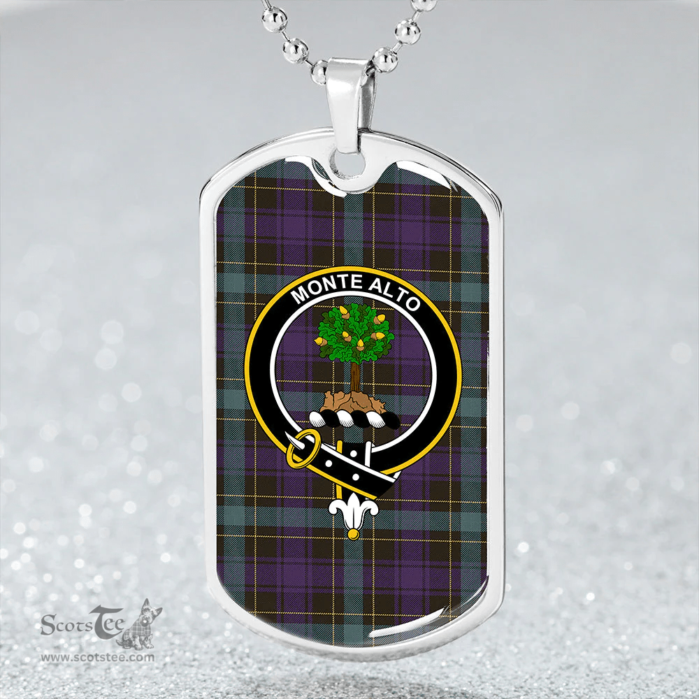 ScottishPlaid Mowat (Clans Originaux) Weathered Clan Tartan Dog Tag Necklace - Crest Classic Scottish Plaid Tartan Plaid