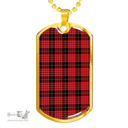 Scottish MacQueen Modern Clan Tartan Dog Tag Necklace - Classic Scottish Plaid Tartan Plaid
