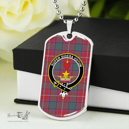 ScottishPlaid Rattray Weathered Clan Tartan Dog Tag Necklace - Crest Classic Scottish Plaid Tartan Plaid