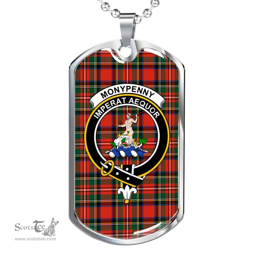 Scottish Monypenny Clan Tartan Dog Tag Necklace - Crest Classic Scottish Plaid Tartan Plaid