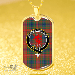 ScottishPlaid Wilson Janet Modern Clan Tartan Dog Tag Necklace - Crest Classic Scottish Plaid Tartan Plaid