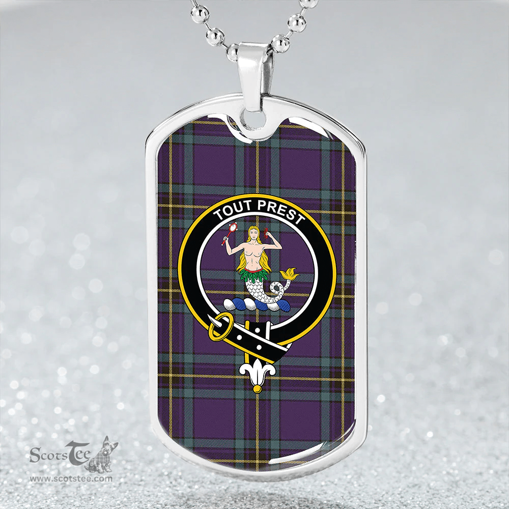 ScottishPlaid Murray of Elibank Weathered Clan Tartan Dog Tag Necklace - Crest Classic Scottish Plaid Tartan Plaid