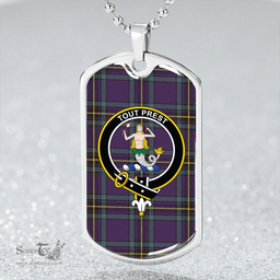 ScottishPlaid Murray of Elibank Weathered Clan Tartan Dog Tag Necklace - Crest Classic Scottish Plaid Tartan Plaid