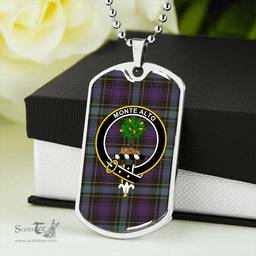 ScottishPlaid Mowat (Clans Originaux) Weathered Clan Tartan Dog Tag Necklace - Crest Classic Scottish Plaid Tartan Plaid