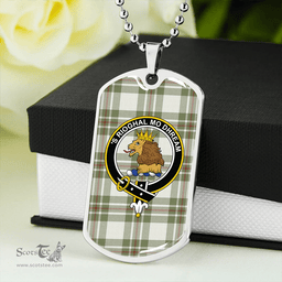 ScottishPlaid MacGregor Dress Green (Gregor Dress Green) Weathered Clan Tartan Dog Tag Necklace - Crest Classic Scottish Plaid Tartan Plaid