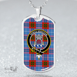 ScottishPlaid Spalding Clan Tartan Dog Tag Necklace - Crest Classic Scottish Plaid Tartan Plaid