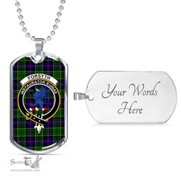 Scottish Forsyth Clan Tartan Dog Tag Necklace - Crest Classic Scottish Plaid Tartan Plaid