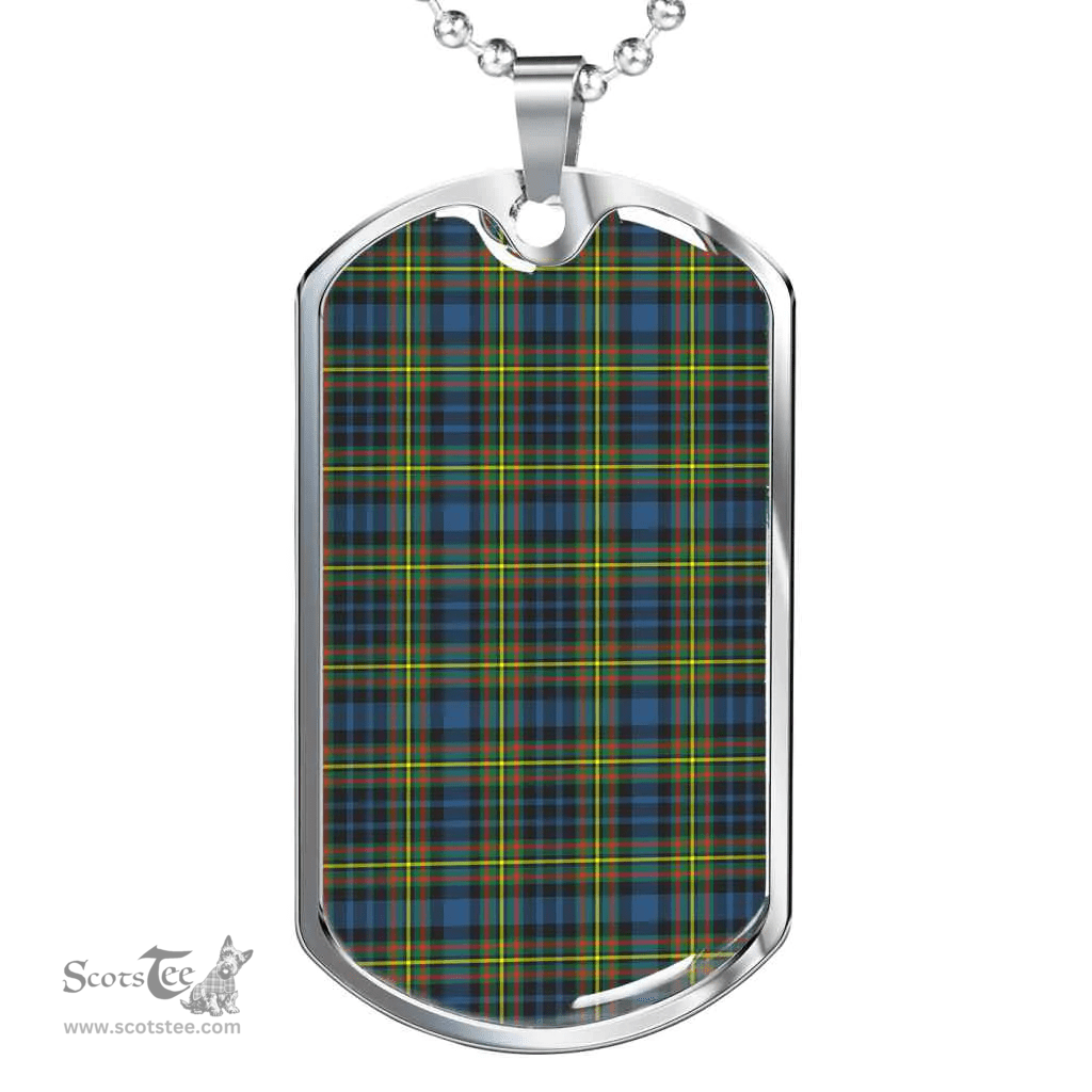 Scottish MacLellan Ancient Clan Tartan Dog Tag Necklace - Classic Scottish Plaid Tartan Plaid