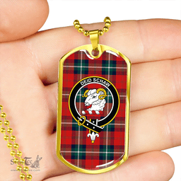 ScottishPlaid Ruthven Modern Clan Tartan Dog Tag Necklace - Crest Classic Scottish Plaid Tartan Plaid