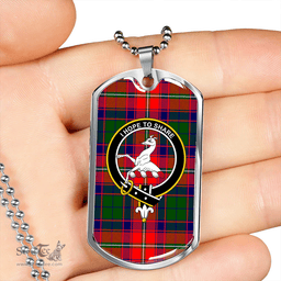 ScottishPlaid Riddell Clan Tartan Dog Tag Necklace - Crest Classic Scottish Plaid Tartan Plaid