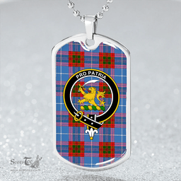 ScottishPlaid Newton Clan Tartan Dog Tag Necklace - Crest Classic Scottish Plaid Tartan Plaid
