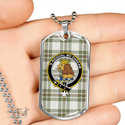 ScottishPlaid MacGregor Dress Green (Gregor Dress Green) Weathered Clan Tartan Dog Tag Necklace - Crest Classic Scottish Plaid Tartan Plaid