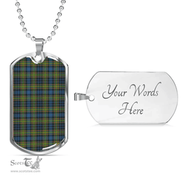 Scottish MacLellan Ancient Clan Tartan Dog Tag Necklace - Classic Scottish Plaid Tartan Plaid