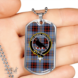 ScottishPlaid Rutherford Ancient Clan Tartan Dog Tag Necklace - Crest Classic Scottish Plaid Tartan Plaid