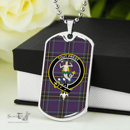 ScottishPlaid Murray of Elibank Weathered Clan Tartan Dog Tag Necklace - Crest Classic Scottish Plaid Tartan Plaid