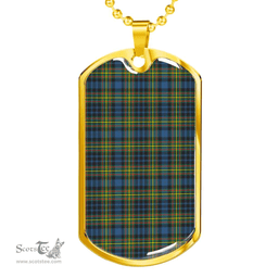 Scottish MacLellan Ancient Clan Tartan Dog Tag Necklace - Classic Scottish Plaid Tartan Plaid
