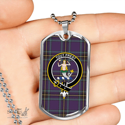 ScottishPlaid Murray of Elibank Weathered Clan Tartan Dog Tag Necklace - Crest Classic Scottish Plaid Tartan Plaid