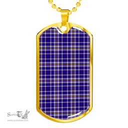 Scottish Ochterlony Clan Tartan Dog Tag Necklace - Classic Scottish Plaid Tartan Plaid