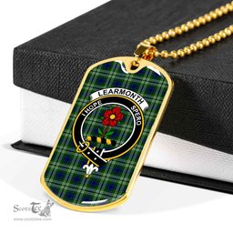 Scottish Learmonth Clan Tartan Dog Tag Necklace - Crest Classic Scottish Plaid Tartan Plaid