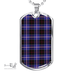 Scottish Dunlop Modern Clan Tartan Dog Tag Necklace - Classic Scottish Plaid Tartan Plaid