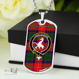 ScottishPlaid Riddell Clan Tartan Dog Tag Necklace - Crest Classic Scottish Plaid Tartan Plaid