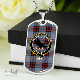 ScottishPlaid Rutherford Ancient Clan Tartan Dog Tag Necklace - Crest Classic Scottish Plaid Tartan Plaid