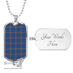 Scottish MacLaine of Loch Buie Hunting Ancient Clan Tartan Dog Tag Necklace - Classic Scottish Plaid Tartan Plaid