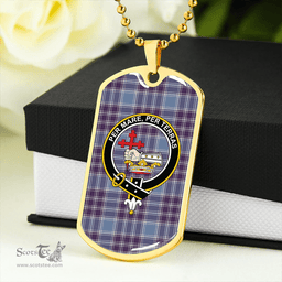 ScottishPlaid MacDonald Lord of the Isles Hunting Blue (Donald Lord of the Isles Hunting Blue) Weathered Clan Tartan Dog Tag Necklace - Crest Classic Scottish Plaid Tartan Plaid