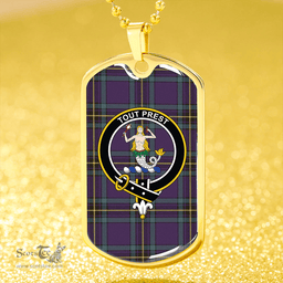 ScottishPlaid Murray of Elibank Weathered Clan Tartan Dog Tag Necklace - Crest Classic Scottish Plaid Tartan Plaid
