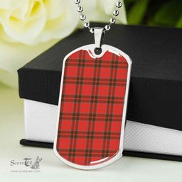 Scottish Grant Weathered Clan Tartan Dog Tag Necklace - Classic Scottish Plaid Tartan Plaid