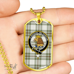 ScottishPlaid MacGregor Dress Green (Gregor Dress Green) Weathered Clan Tartan Dog Tag Necklace - Crest Classic Scottish Plaid Tartan Plaid