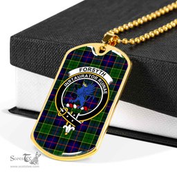 Scottish Forsyth Clan Tartan Dog Tag Necklace - Crest Classic Scottish Plaid Tartan Plaid