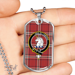 ScottishPlaid Ramsay Angus & Mearns Weathered Clan Tartan Dog Tag Necklace - Crest Classic Scottish Plaid Tartan Plaid