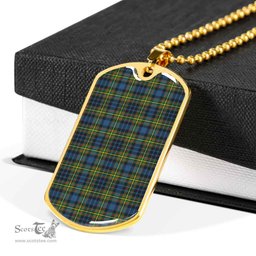 Scottish MacLellan Ancient Clan Tartan Dog Tag Necklace - Classic Scottish Plaid Tartan Plaid