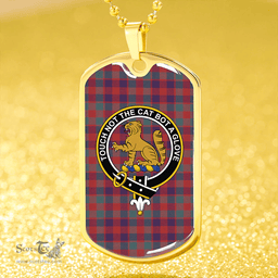 ScottishPlaid MacGowan (Gow) Weathered Clan Tartan Dog Tag Necklace - Crest Classic Scottish Plaid Tartan Plaid