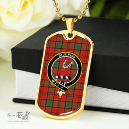 ScottishPlaid MacLintock Ancient Clan Tartan Dog Tag Necklace - Crest Classic Scottish Plaid Tartan Plaid