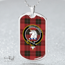 ScottishPlaid Ramsay Red (Ramsay of Dalhousie) Clan Tartan Dog Tag Necklace - Crest Classic Scottish Plaid Tartan Plaid