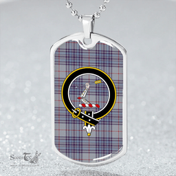 ScottishPlaid Thorburn USA (Thurburn USA) Weathered Clan Tartan Dog Tag Necklace - Crest Classic Scottish Plaid Tartan Plaid