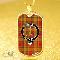 ScottishPlaid Scrimgeour of Glassary Modern Clan Tartan Dog Tag Necklace - Crest Classic Scottish Plaid Tartan Plaid