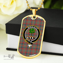 ScottishPlaid Mowat Sir Oliver Weathered Clan Tartan Dog Tag Necklace - Crest Classic Scottish Plaid Tartan Plaid