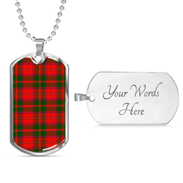 Scottish Crief District Clan Tartan Dog Tag Necklace - Classic Scottish Plaid Tartan Plaid