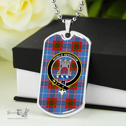 ScottishPlaid Spalding Clan Tartan Dog Tag Necklace - Crest Classic Scottish Plaid Tartan Plaid
